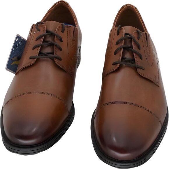 Clarks Dark Tan Cap-Toe Oxfords 11.5M - Quality Dress Shoes - Picture 5 of 6
